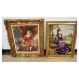 1090	VINTAGE FRAMED NEEDLEPOINTS, IMAGES OF YOUNG BOY & WOMAN, LARGEST APPROXIMATELY 29 IN X 33 IN