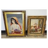 1091	VINTAGE FRAMED NEEDLEPOINTS, IMAGES OF MAN & WOMAN & YOUNG GIRL, LARGEST APPROXIMATELY 22 IN X 