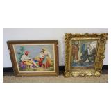 1092	VINTAGE FRAMED NEEDLEPOINTS, IMAGES OF HORSES & MAN PLAYING MUSIC TO YOUNG WOMEN, LARGEST APPRO