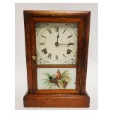 1098	ANTIQUE MINIATURE SHELF CLOCK, APPROXIMATELY 9 1/2 IN X 4 IN X 13 IN 