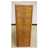 1112	LIBRARY BUREAU SOLE MAKERS FILE CABINET, OAK TIGER & QUARTER SAWN, 4 DRAWER W/PANELED SIDES, AP
