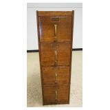 1115	TIGER OAK 4 DRAWER FILE CABINET W/PANELED SIDES, APPROXIMATELY 16 IN X 27 IN X 52 IN HIGH