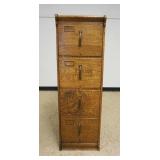 1116	TIGER OAK 4 DRAWER FILE CABINET W/PANELED SIDES, APPROXIMATELY 18 IN X 26 IN X 55 IN HIGH