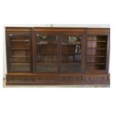 1124	ANTIQUE WALNUT VICTORIAN BOOKCASE W/STEPPED BACK SIDES OVER 4 DRAWERS, ONE DOOR GLASS MISSING A