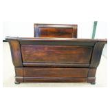 1127	ANTIQUE MAHOGANY SLEIGH BED W/PENCIL INLAID TRIM, APPROXIMATELY 65 IN X 90 IN X 41 IN HIGH