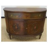 1139	PAINT DECORATED DEMILUNE CHEST W/ONE DRAWER OVER 2 DOORS, APPROXIMATELY 50 IN X 22 IN X 36 IN H