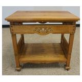 1144	ARTS & CRAFTS OAK LAMP/OCCASIONAL TABLE W/TURNED LOWER GALLERY & ROSETTE ACCENTS, APPROXIMATELY
