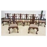 1156	8 CENTENNIAL CARVED CHIPPENDALE STYLE CHAIRS W/SLIP SEATS, BALL & CLAW FOOT, 2 ARMCHAIRS, 6 SID