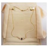 1168	BEAUTIFUL 14K DIAMOND & SAPPHIRE NECKLACE, 2.98 DWT INCLUDING STONES, APPROXIMATELY 15 IN L