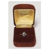1170	14K DIAMOND AND SAPPHIRE RING, MARKED 14KP EMA, 1.56 DWT INCLUDING STONES, APPROXIMATE SIZE 7.5