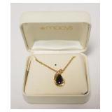 1172	14K DIAMOND AND SAPPHIRE NECKLACE, MARKED TURKEY, 2.58 DWT INCLUDING STONES, NECKLACE APPROXIMA
