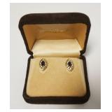 1173	14K DIAMOND AND SAPPHIRE STUD EARRINGS, 1.39 DWT INCLUDING STONES