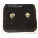 1174	14K AQUAMARINE TEAR DROP EARRINGS, 1.74 DWT INCLUDING STONE, 1 EARRING BACK STERLING SILVER