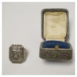 1178	STERLING SILVER MARCASITE RING, 2.24 TOZ, APPROXIMATELY SIZE 8.5
