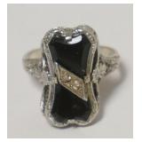1179	14K WHITE GOLD AND ONYX RING, 2.35 DWT NOT INCLUDING STONE, APPROXIMATE SIZE 7