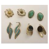 1184	4 PAIRS STERLING SILVER EARRINGS, 1.83 TOZ WITH STONES, 3 PAIRS MARKED MEXICO