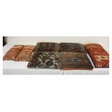 1210	ANTIQUE PERSIAN CARPET FRAGMENT PILLOWS, LARGEST APPROXIMATELY 27 IN X 14 IN