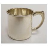 1007	STERLING SILVER BABY CUP, SOME DENTING IN BOTTOM, 2.6 OZT