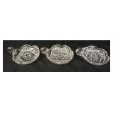 1013	BRILLIANT CUT GLASS NAPPIES, GROUP OF 3, APPROXIMATELY 7 1/2 IN X 2 3/4 IN