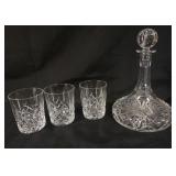 1016	WATERFORD CRYSTAL TUMBLERS & CUT CRYSTAL DECANTOR W/STOPPER
