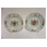 1021	PAIR OF ANTIQUE PORCELAIN SHALLOW BOWLS, ONE W/REPAIR, APPROXIMATELY 10 IN
