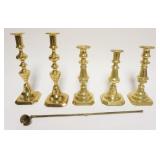1044	GROUP OF ANTIQUE BRASS CANDLESTICKS, TALLEST APPROXIMATELY 10 IN HIGH