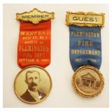 1046	ANITIQUE NEW JERSEY TURN OF THE CENTURY FIREMANS CONVENTION RIBBONS, BADGES, PHOTO BUTTONS, FLE