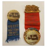 1047	ANITIQUE NEW JERSEY TURN OF THE CENTURY FIREMANS CONVENTION RIBBONS, BADGES, PHOTO BUTTONS, HAC
