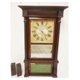 1063	ANTIQUE SHELF CLOCK, BIRGE & MALLORY, APPROXIMATELY 6 IN X 18 IN X 35 IN HIGH