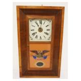 1067	ANTIQUE SHELF CLOCK, NEW HAVEN CLOCK CO, NO WEIGHTS, APPROXIMATELY 16 IN X 5 IN X 26 IN HIGH
