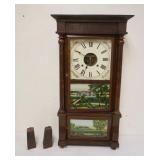1069	ANTIQUE BIRGE & MALLORY SHELF CLOCK,  NOT ORIGINAL FEET, APPROXIMATELY 6 IN X 18 IN X 36 IN HIG