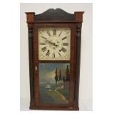 1072	ANTIQUE SHELF CLOCK, EDWARD BARNES BRISTOL CT, APPROXIMATELY 5 IN X 16 IN X 32 IN HIGH