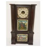 1074	ANTIQUE SHELF CLOCK, ROBERT LARGEN BIRGE & FULLER PHILADELPHIA, PAINT LOSS, NO WEIGHTS, APPROXI