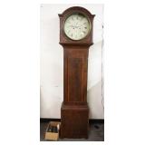 1081	ANTIQUE MAHOGANY TALL CASE CLOCK, LOSS TO REAR LEGS, APPROXIMATELY 18 IN X 10 IN X 77 IN HIGH