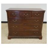 1086	ANTIQUE MAHOGANY 6 DRAWER CHEST ON BRACKET FEET AND STOP CHAMFERED SIDES, BANDED DRAWER FRONTS 