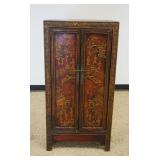 1097	ASIAN CHINOISERIE DOUBLE DOOR CABINET WITH INTERIOR SHELF, APPROXIMATELY 24 IN X 16 IN X 47 IN 