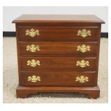 1115	HENKEL HARRIS VIRGINIA GALLERIES SOLID CHERRY MINIATURE 4 DRAWER CHEST ON BRACKET FEET, APPROXI