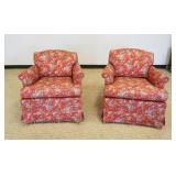 1128	PAIR OF QUALITY FLORAL UPHOLSTERED SWIVEL CHAIRS