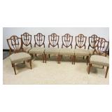 1146	8 UPHOLSTERED SHEILD BACK CHAIRS, 1 WITH REPAIR