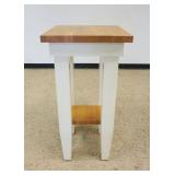 1154	BUTCHER BLOCK STYLE STAND WITH SOLID OAK TOP AND LOWER SHELF, APPROXIMATELY 20 IN SQ X 41 IN H