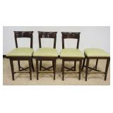 1160	4 BAR STOOLS, 3 WITH HIGH BACKS, 3 SWIVEL, ALL WITH BRASS FOOT TRIM, APPROXIMATE SEAT HEIGHT 26