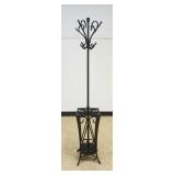 1161	FANCY WROUGHT IRON ENTRYWAY COAT RACK WITH UMBRELLA STAND AT BASE, APPROXIMATELY 69 IN H