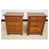 1178	PAIR OF SOLID CHERRY 3 DRAWER BEDSIDE STANDS, EACH APPROXIMATELY 21 IN X 15 IN X 26 IN H