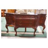 1179	MARBLE TOP 3 DRAWER, 2 DOOR CONSOLE SERVER, APPROXIMATELY 70 IN X 18 IN X 36 IN