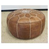 1182	OVERSIZED MOROCCAN STITCHED LEATHER HASSOCK, APPROXIMATELY 40 IN X 20 IN H