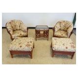 1193	5 PIECE WOVEN PATIO SET WITH 2 ARM CHAIRS, OTTOMANS AND SIDE TABLE