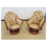 1194	PAIR OF BENTWOOD BARREL STYLE SWIVEL ROCKING CHAIRS