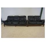 1198	MODERN STYLE TUFTED BUTTON BACK LOVE SEAT AND SOFA, SOME LOSS TO BUTTONS, SOFA APPROXIMATELY 84