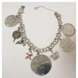 1224	STERLING SILVER CHARM BRACELET, 1.2 TOZ, 3 CHARMS DO NOT HAVE MARKINGS