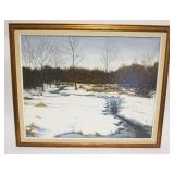 1227	H DONALD ROSS HUNTERDON COUNTY NJ PAINTING TITLED *WINTER SCENE* LANDSCAPE OF WOODED STREAM IN 